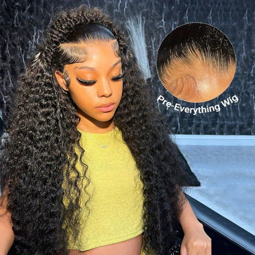 42Inch 250% Density Deep Wave 13x4 HD Transparent Lace Front Humwan Hair Wig - 13x6 Natural Color, Smooth & Silky Real Human Hair