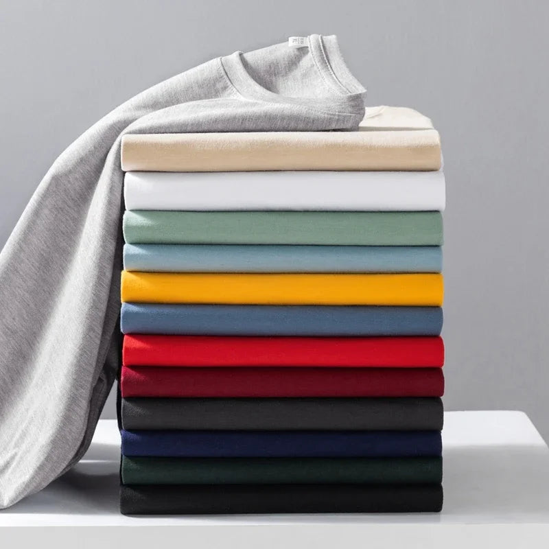 Men's Solid Color Round Neck Cotton Long Sleeve Tee — Everyday Essential