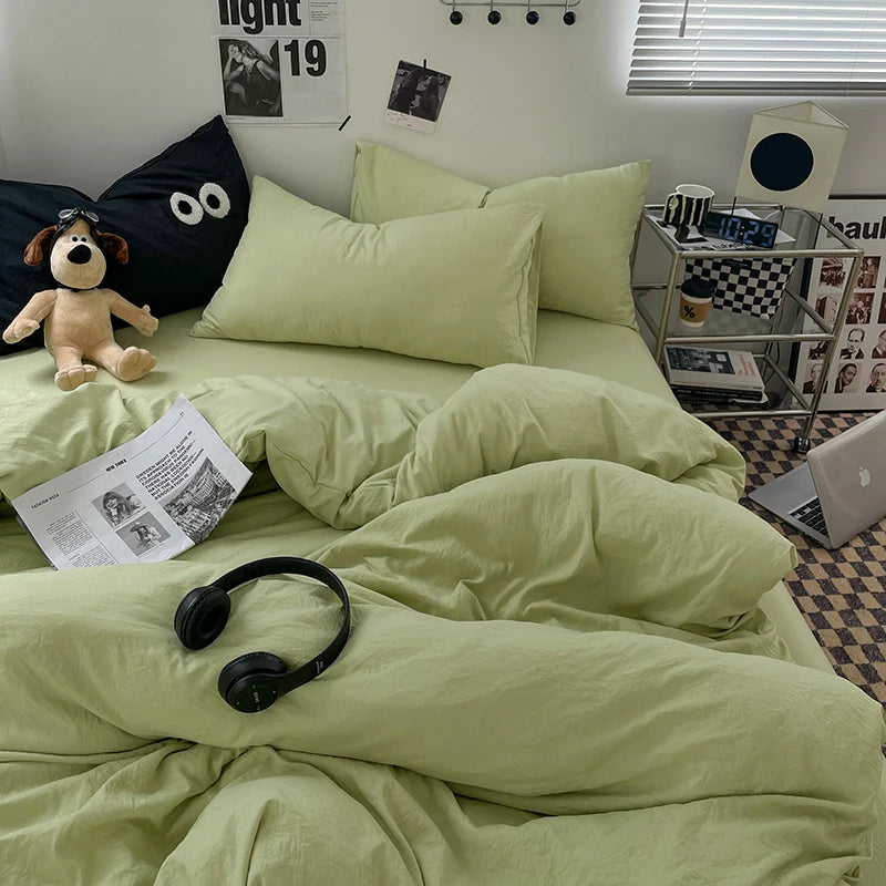 Blue Washed Cotton Duvet Cover – 150x200cm, Girls & Boys Bedroom, Quilt Cover (Pillowcase Sold Separately)