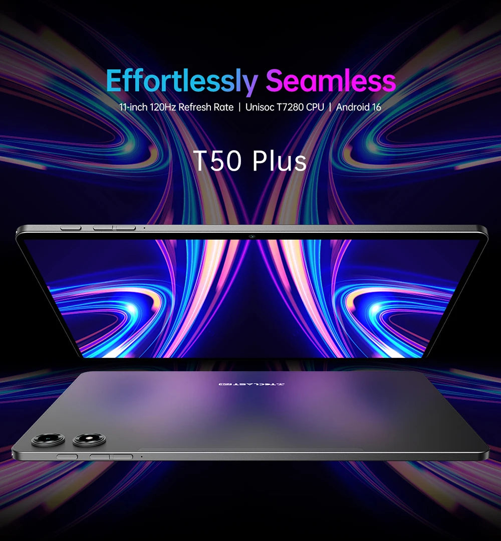 Teclast T50 Plus 11" Android 16 Tablet – 8GB RAM, 128GB, 120Hz, 4G LTE, Widevine L1