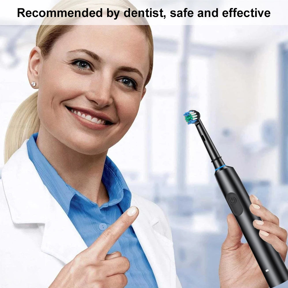 Rotary Rechargeable Electric Toothbrush for Adults – 5 Modes, 30-Day Battery, 8 Brush Heads