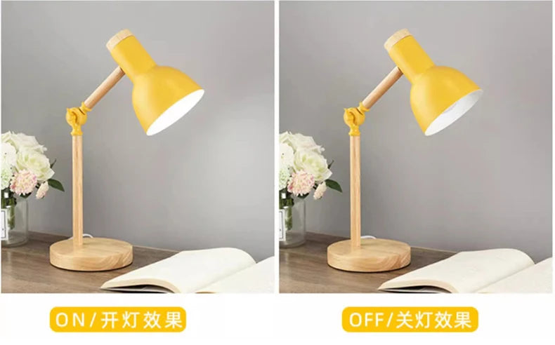 Wooden Desk Lamp – Nordic-Style Adjustable Head