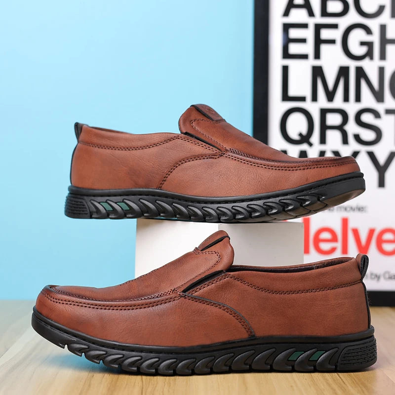 Men's Split Leather Slip-On Loafers