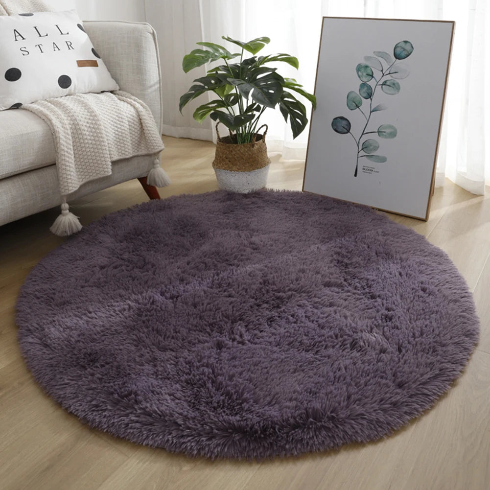 Super Soft Shaggy Area Rug – Anti-Slip 4cm Pile Round Rug for Living Room & Bedroom, 12 Colors & 3 Sizes