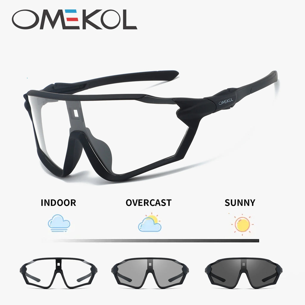 OMEKOL Photochromic Cycling Sunglasses | Men Women Outdoor MTB Mountain Bike Baseball Eyewear