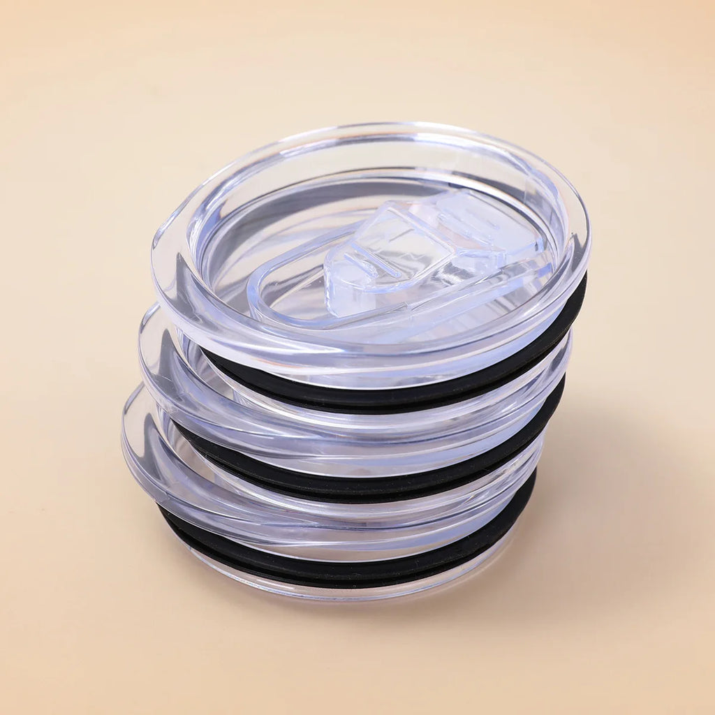 Push-Slide Replacement Lid for 12oz 16oz 20oz 30oz Slim Tumbler Cups – Leakproof Transparent Plastic Cup Lid