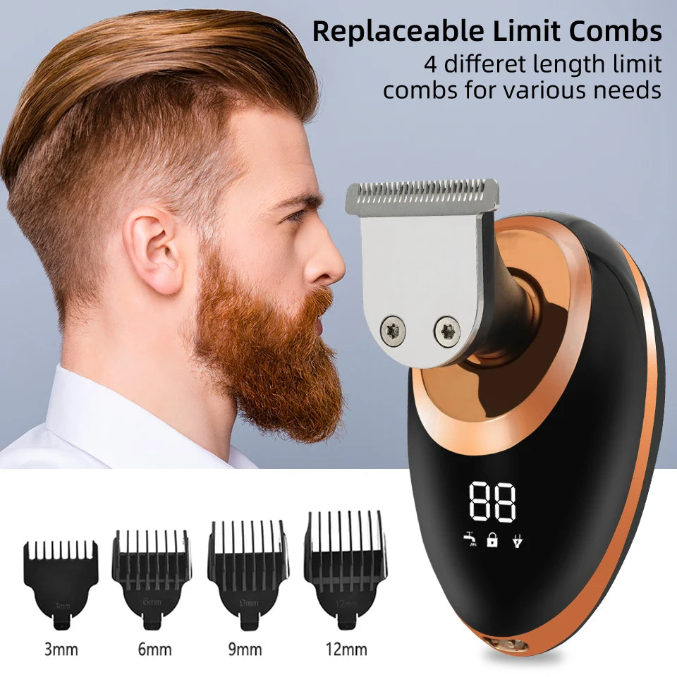 7D Floating Head Electric Shaver for Men – Wet/Dry Rotary Razor with LCD Display & Bald Head Trimmer