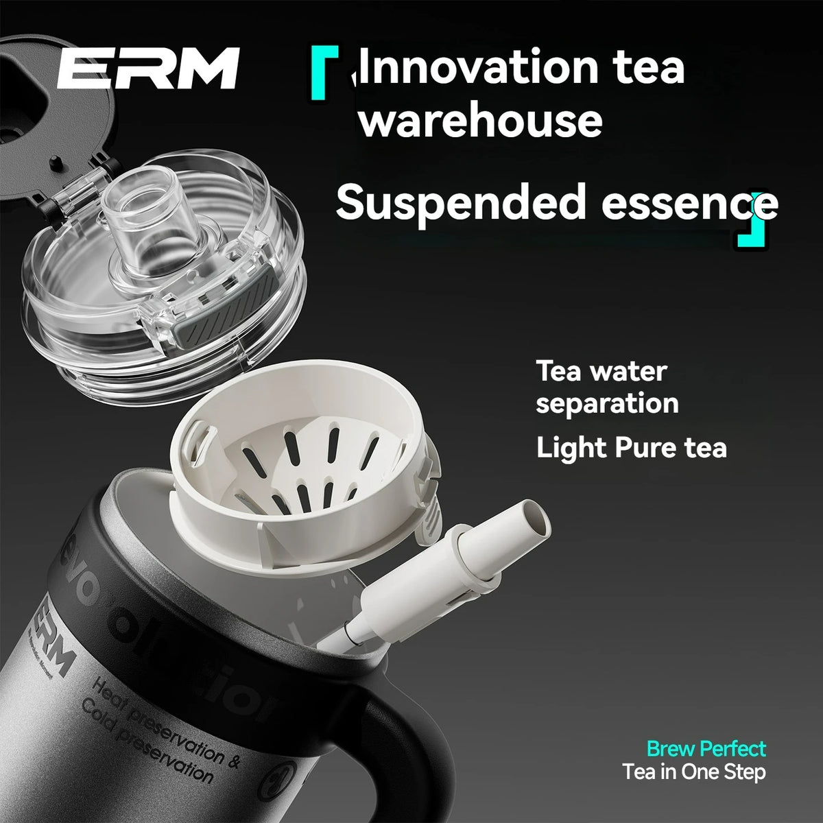 1200ml Insulated Tumbler with Straw & Handle