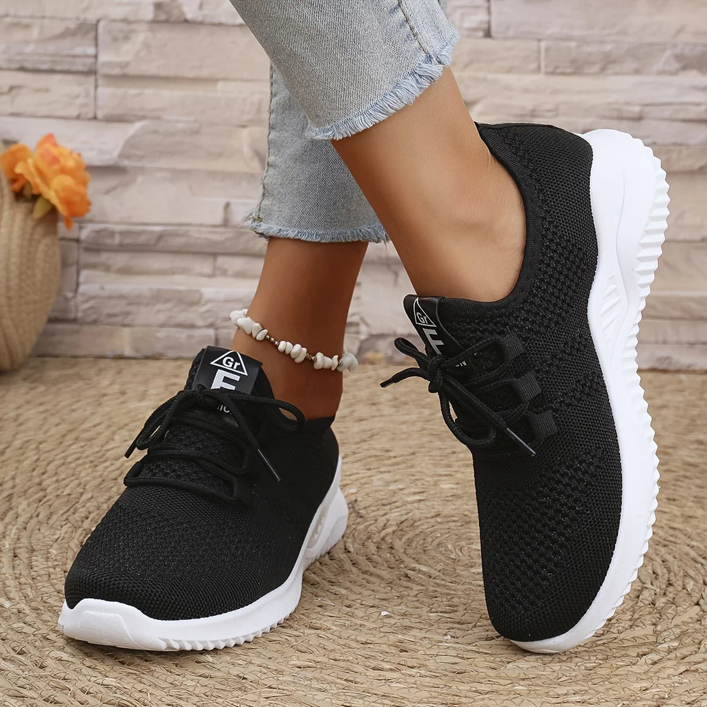 Women's Knit Leisure Sports Shoes – Soft Sole Running & Tennis Sneakers