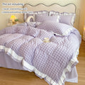 Korean Seersucker Lace Duvet Cover Set – 3-Piece Bedding, 3 Colors & 10 Sizes
