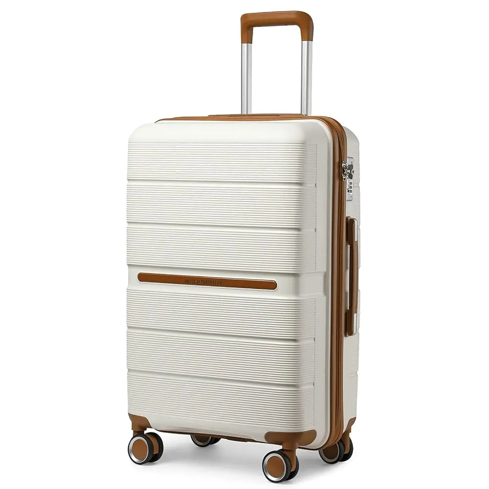 British Traveller 100% PP Hard Shell Luggage — 8 Spinner Wheels & TSA Lock