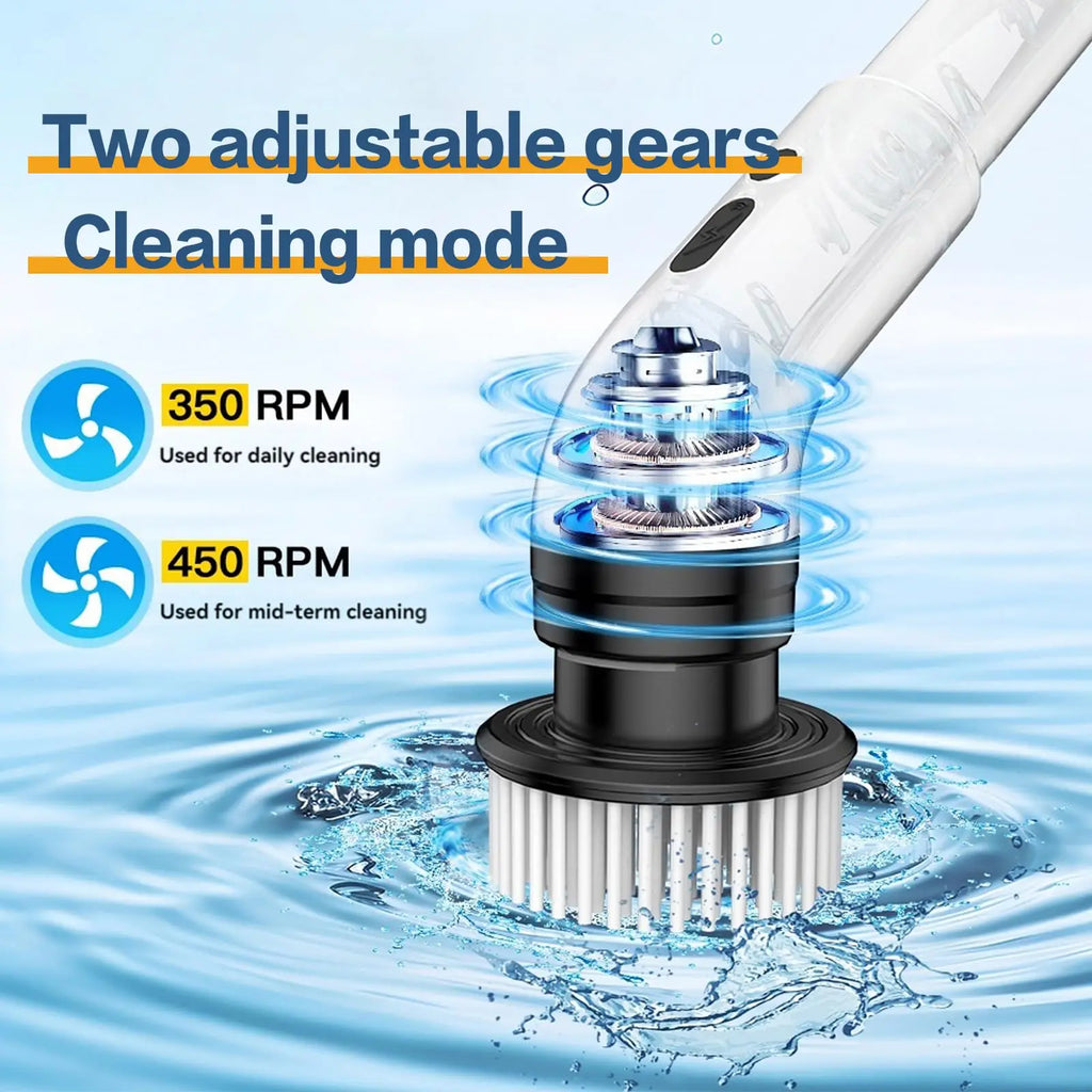 Cordless Electric Spin Scrubber – 9 Brush Heads, Adjustable Extension Handle, Shower & Bathroom Cleaning Brush