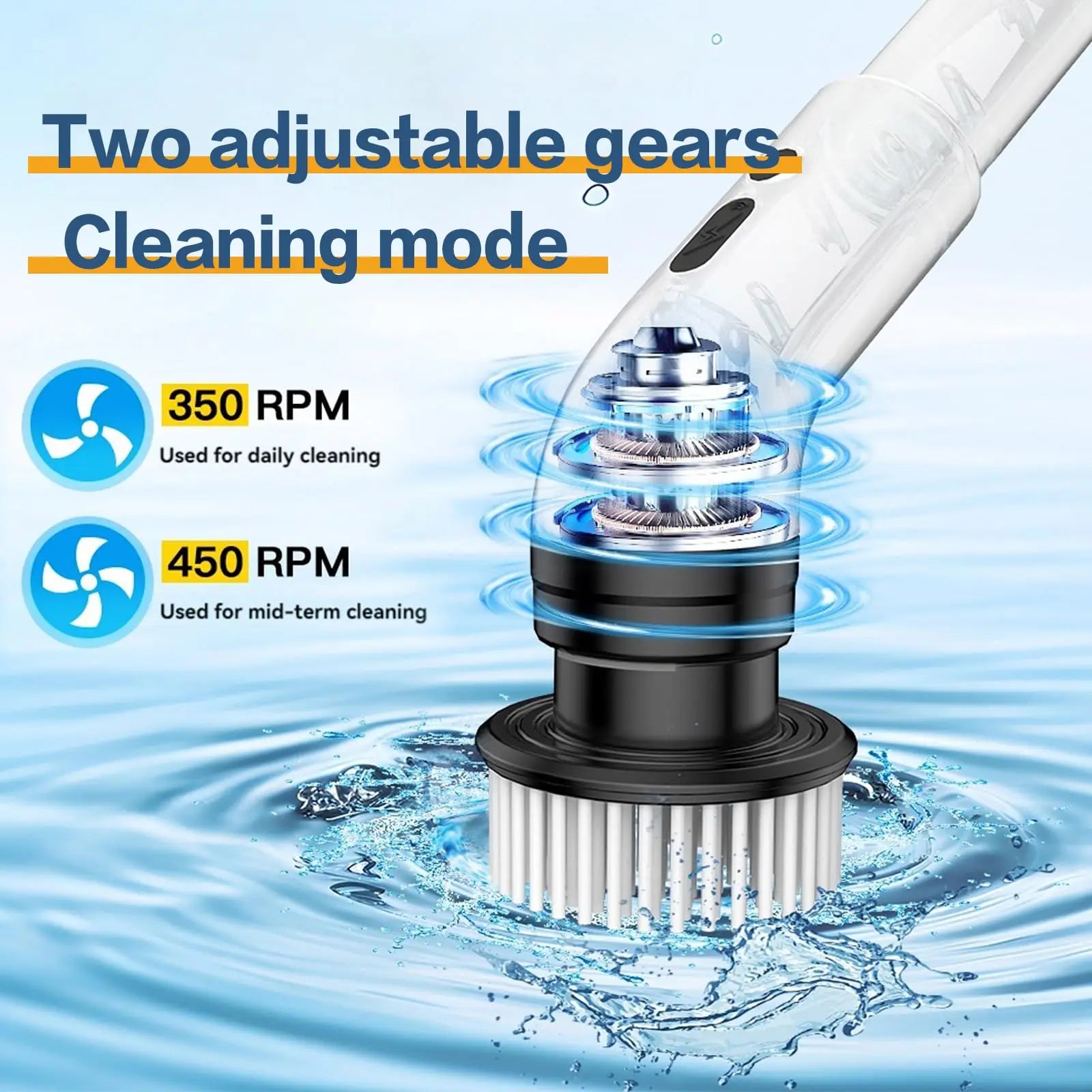 Cordless Electric Spin Scrubber – 9 Brush Heads, Adjustable Extension Handle, Shower & Bathroom Cleaning Brush