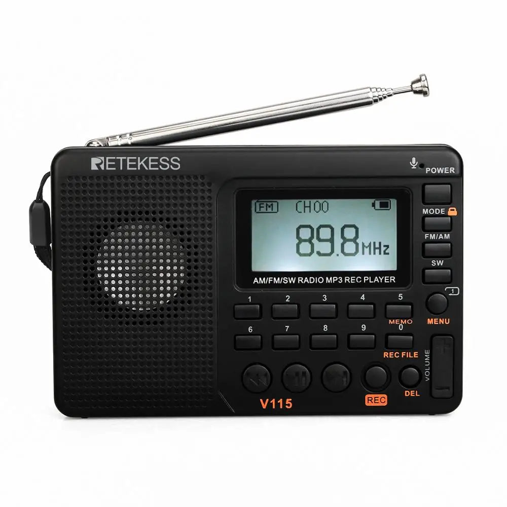 RETEKESS V115 Portable FM AM SW Radio — Rechargeable with USB