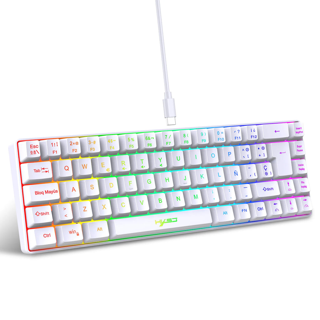 68-Key RGB Gaming Keyboard — USB Wired, 20 Backlight Modes, Multi-Language Layout for PC & Laptop