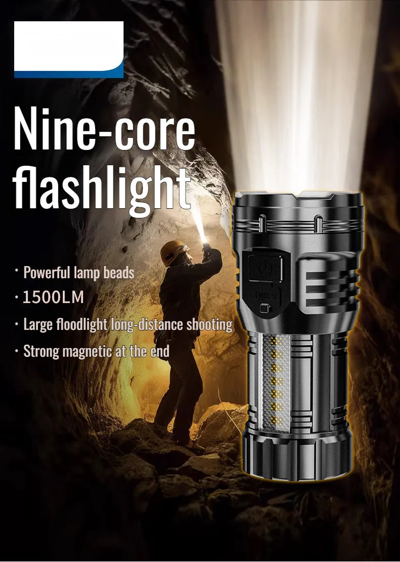 Mini LED Flashlight – USB Rechargeable, 10W, Adjustable Zoom, 100–200m, Waterproof Outdoor Torch