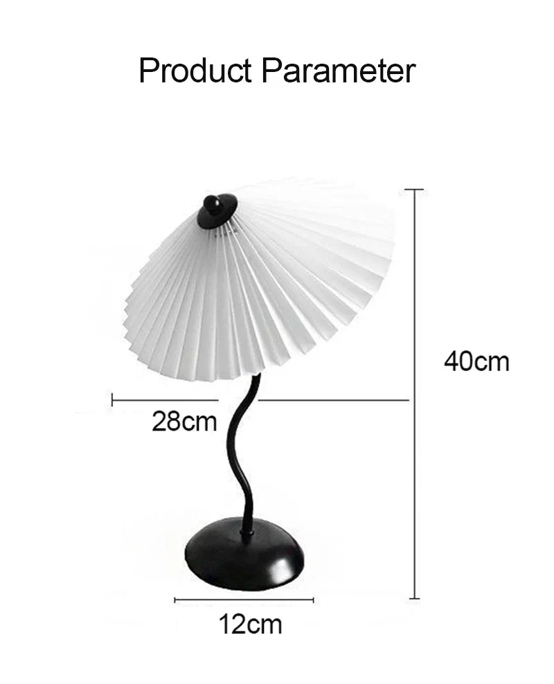 Retro LED Table Lamp – White Shade & Black Base