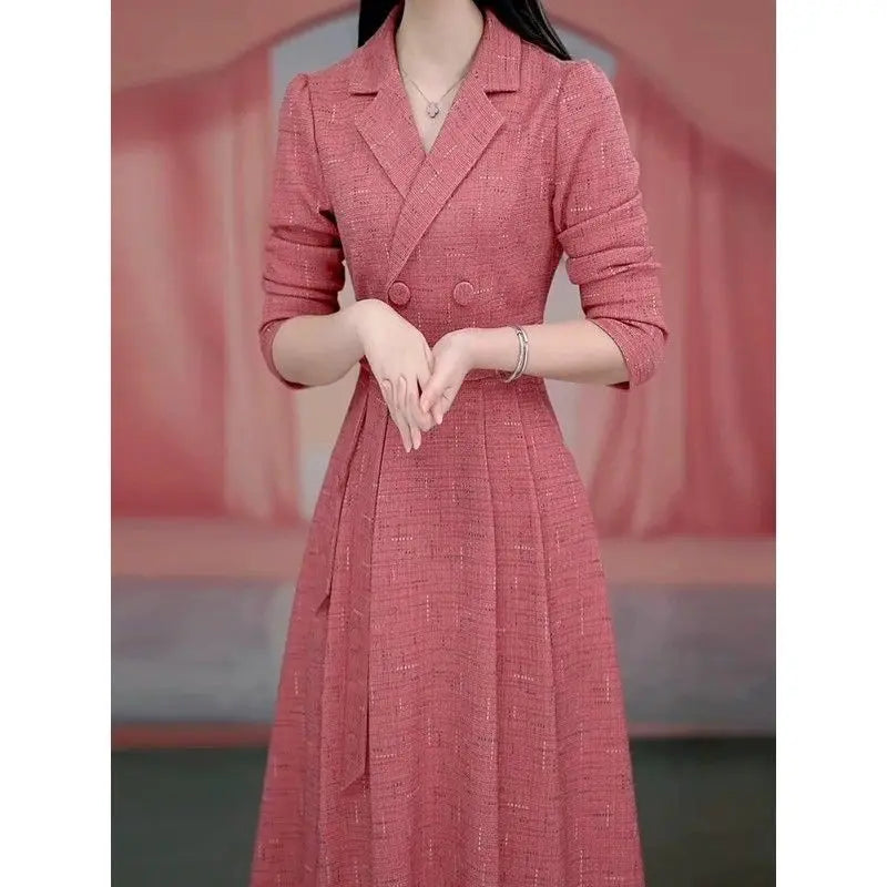 Western-style Women's Dress 2026 Spring Autumn Female Fashion New Temperament Long-sleeved Dresses Korean Shrinking Slim Dress.