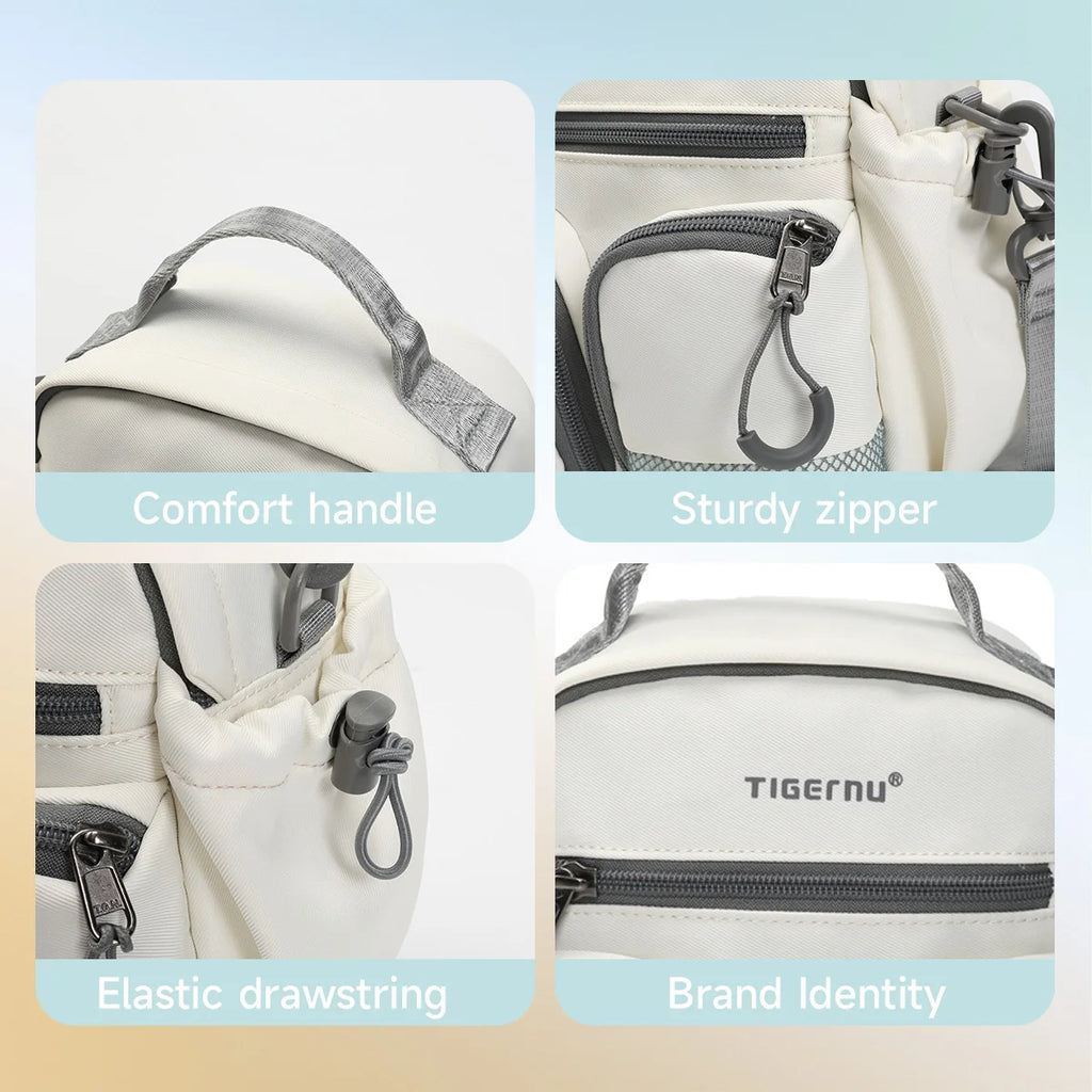 Tigernu Chain Accent Nylon Crossbody Satchel – Waterproof Commuter Shoulder Bag for Women