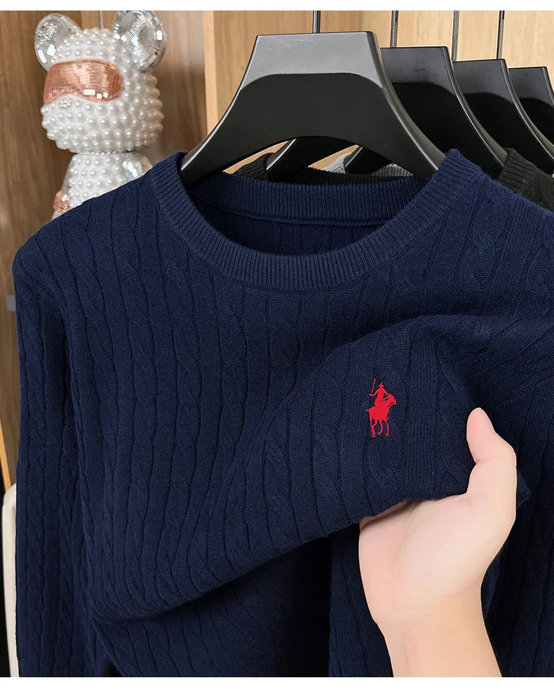 Men's Luxury Pony Embroidery Knit Sweater — Premium Detail Knitwear