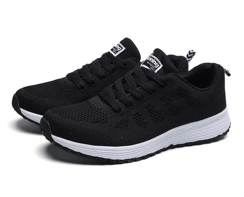 Women’s Casual Mesh Flat Sneakers — Breathable Lightweight Walking Shoes
