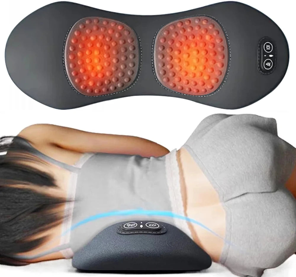 3-in-1 Electric Back Massager & Waist Support Pillow — Heat, Vibration & Traction Therapy for Back Pain Relief