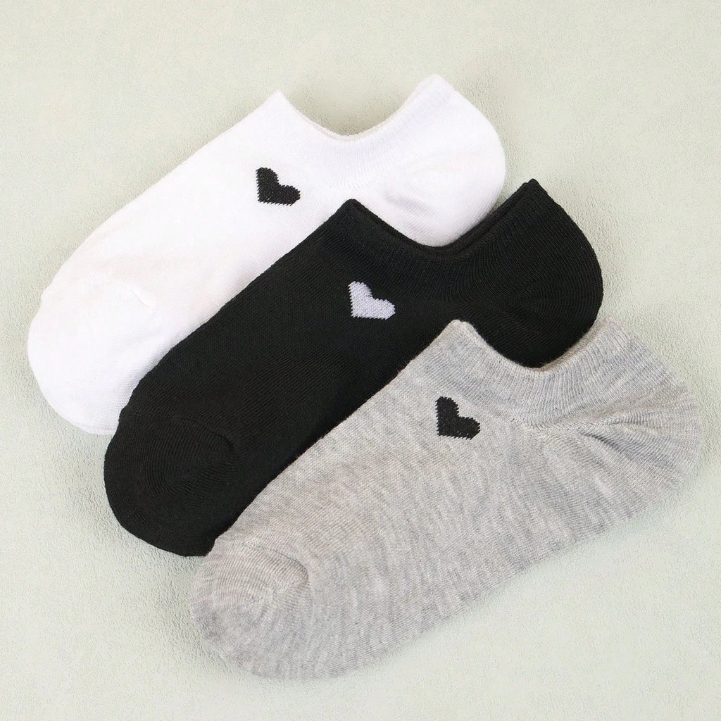 Women's Heart No-Show Socks – Stretch Knit