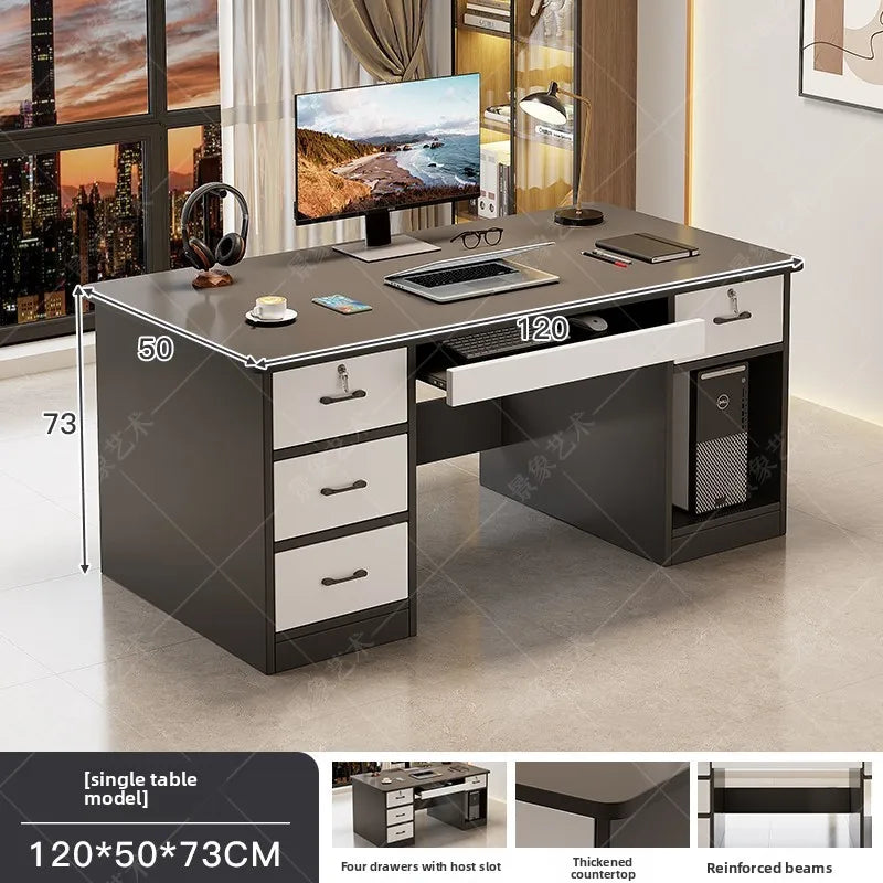 Modern Minimalist Writing & Computer Desk — Durable Wood Office Desk in Oak & Dark Walnut