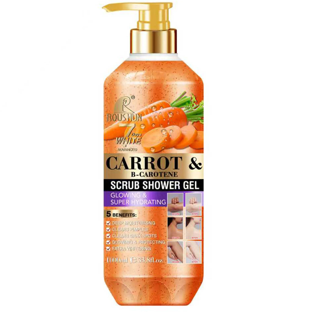 ROUSHUN Carrot Scrub Shower Gel 1000ml – Deep Cleansing Body Wash