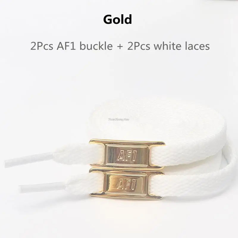 AF1 Shoelaces Combination Set — White Flat Laces & Shoe Decoration for Air Force One Sneakers