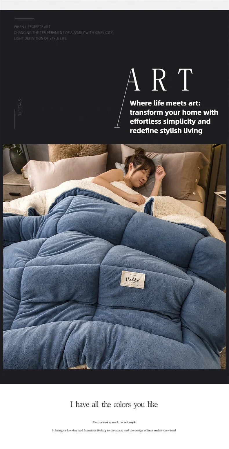 Thick Winter Fleece Blanket – Plush Faux Lamb Comfort