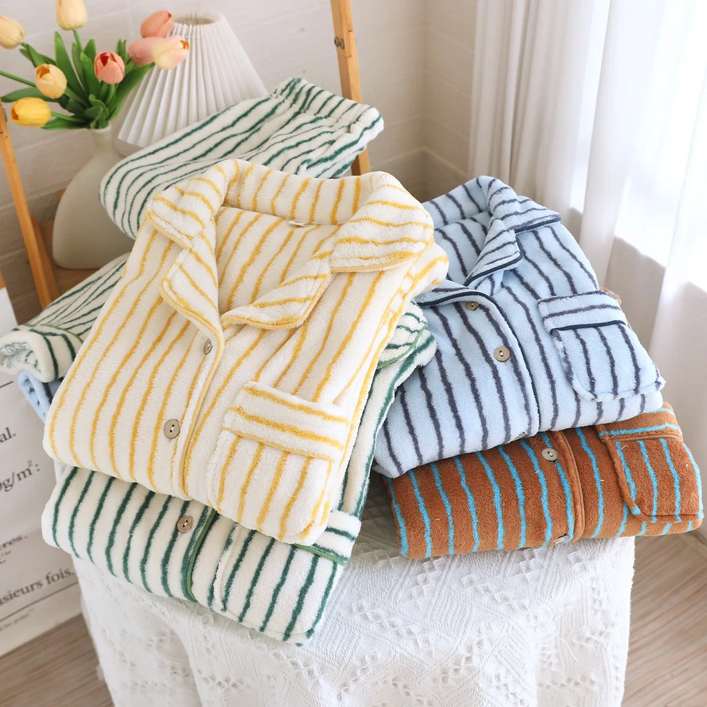 Winter Couples Flannel Pajama Set | Warm 2-Piece Matching Sleepwear for Men & Women
