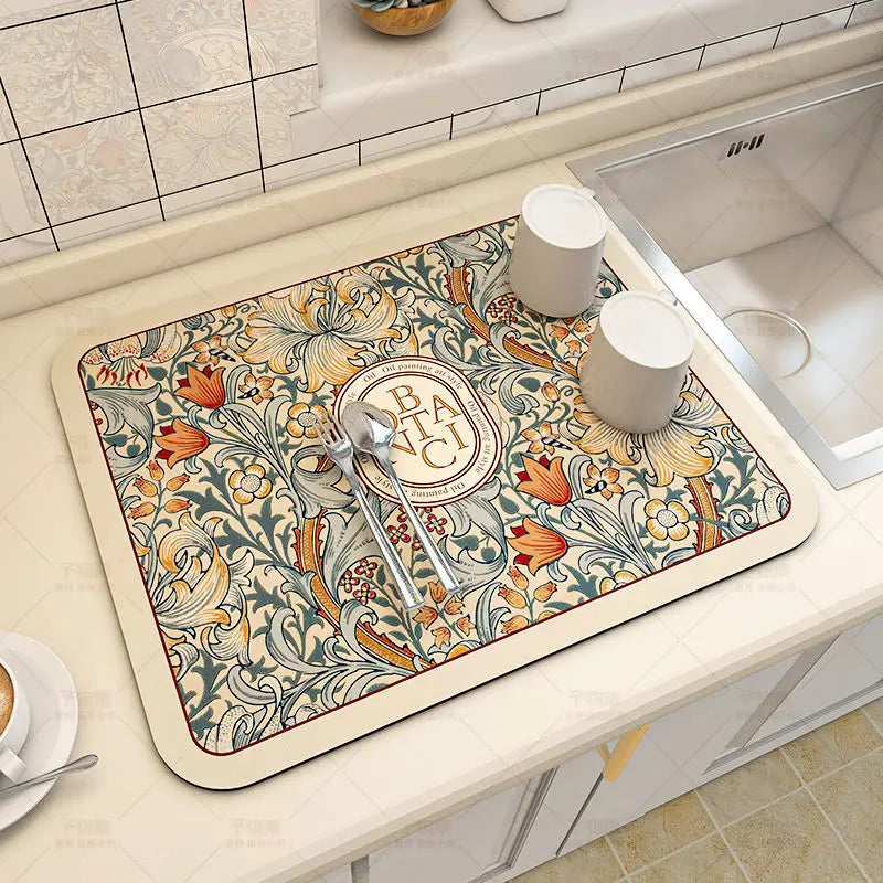 Dry Dishes. Protect Counters. Stay Stylish. — Super Absorbent Kitchen Dish Drying Mat | Anti-Slip, Quick Dry, Drain Pad, 4 Sizes, Multiple Colors