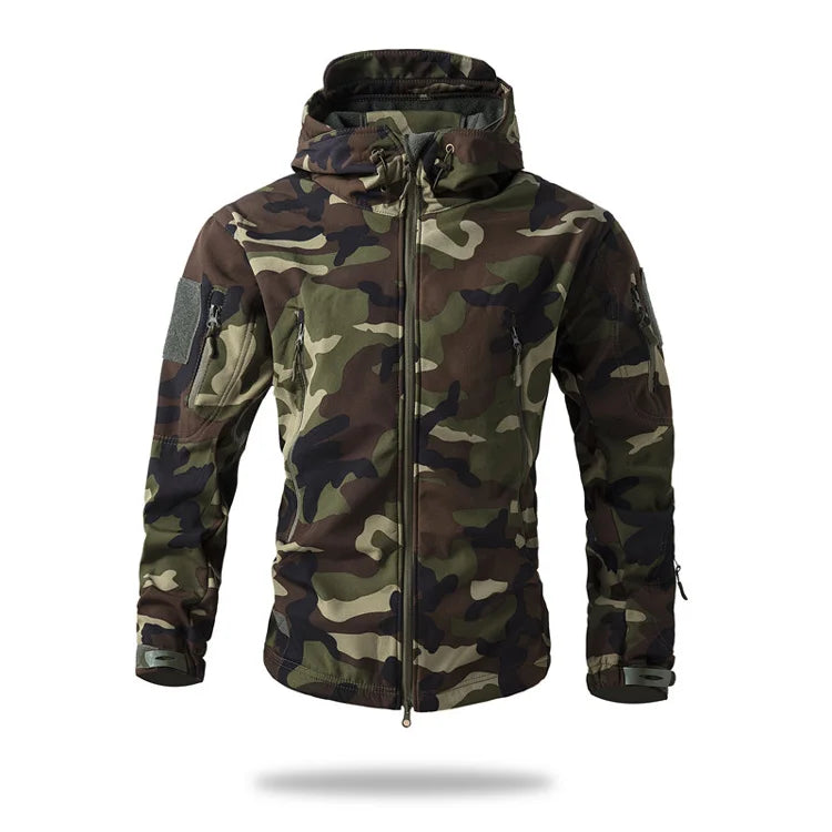 Men's Soft Shell Tactical Fleece Hooded Jacket