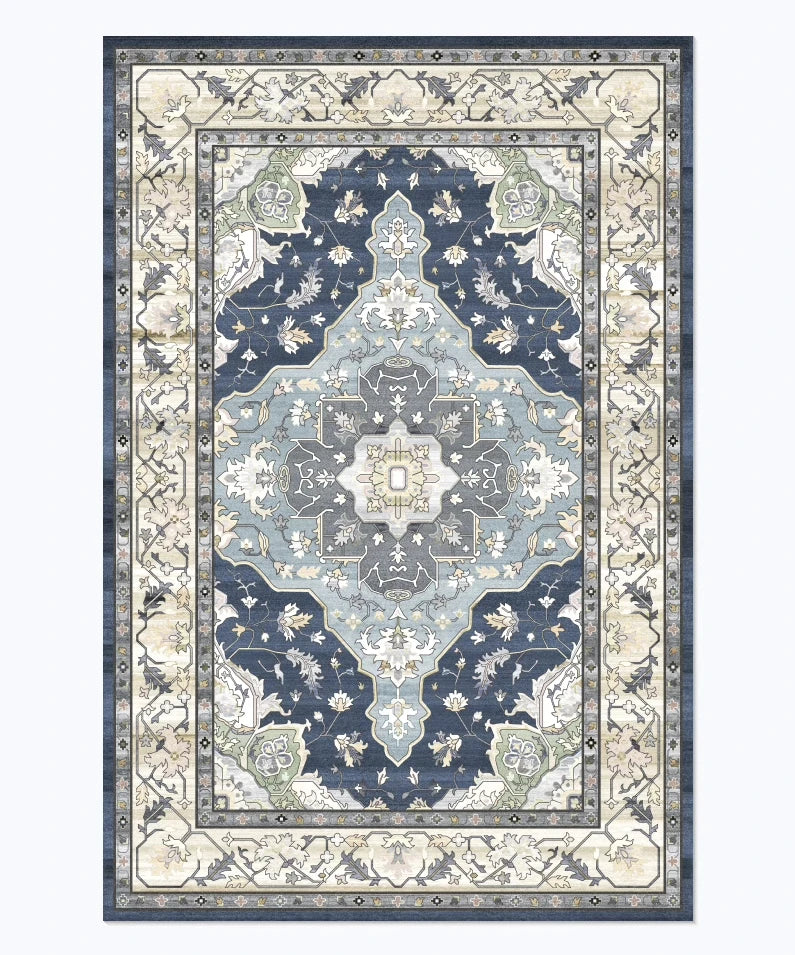 American Retro Style Large Area Rug – Anti-Slip Washable Carpet for Living Room & Bedroom