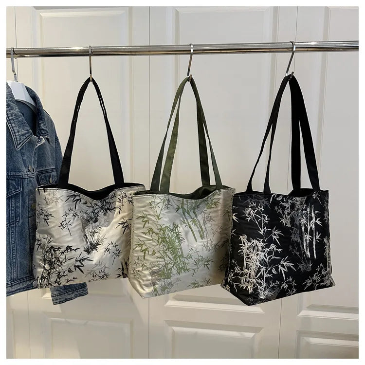 Floral Embroidery PU Tote Bag – Large Capacity Shoulder Crossbody Armpit Bag for Women