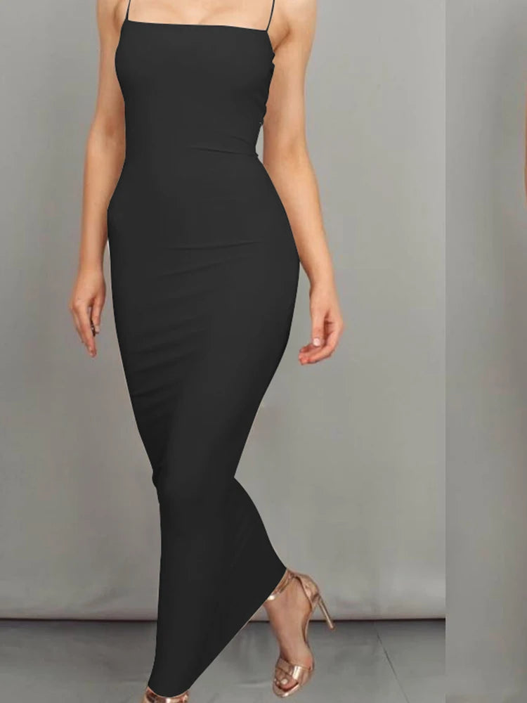 Backless Sling Maxi Dress — High Elastic Sleeveless Club Suspender Dress