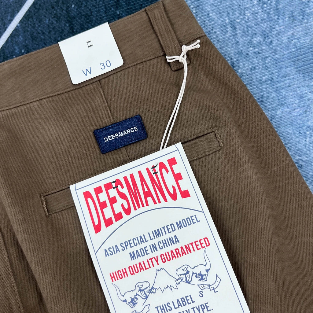 Men's Heavyweight Work Pants – Retro Straight Leg Stretch Cotton Trousers