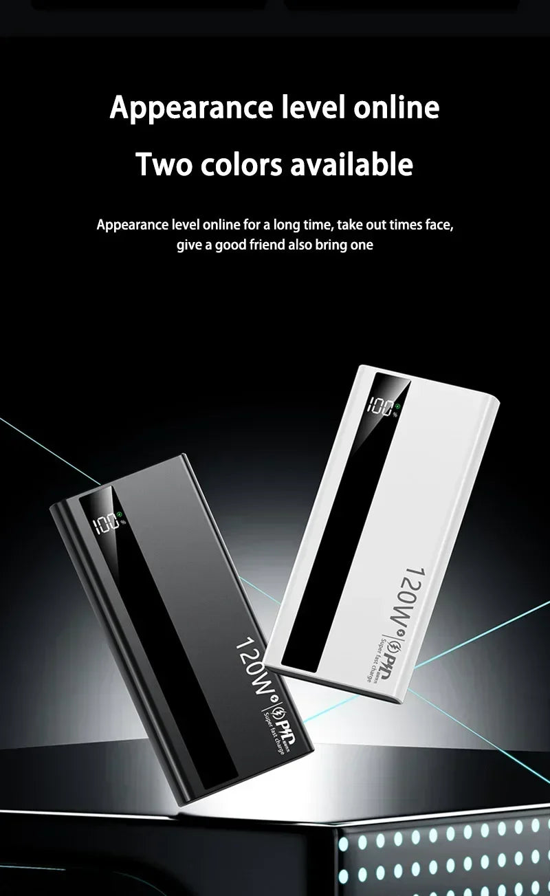 500000mAh Power Bank – 120W Fast Charging Large Capacity PD 20W Portable Charger for All Phones
