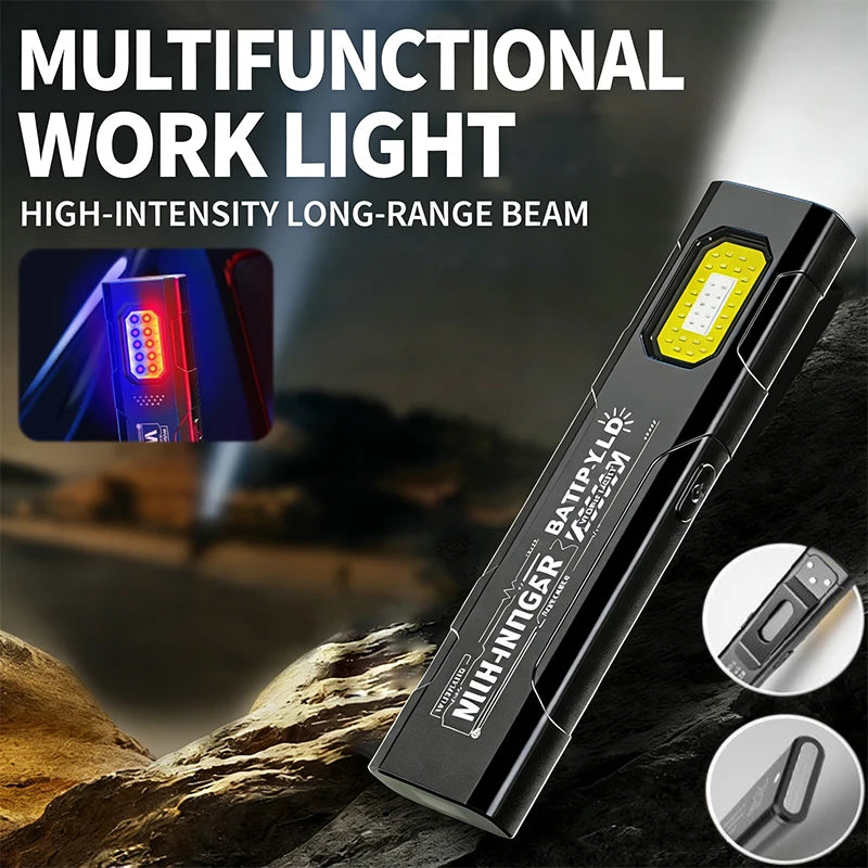 Heinast Mini COB+LED Keychain Flashlight – 6 Modes, Type-C Rechargeable, Magnetic Base, Clip, 32g EDC