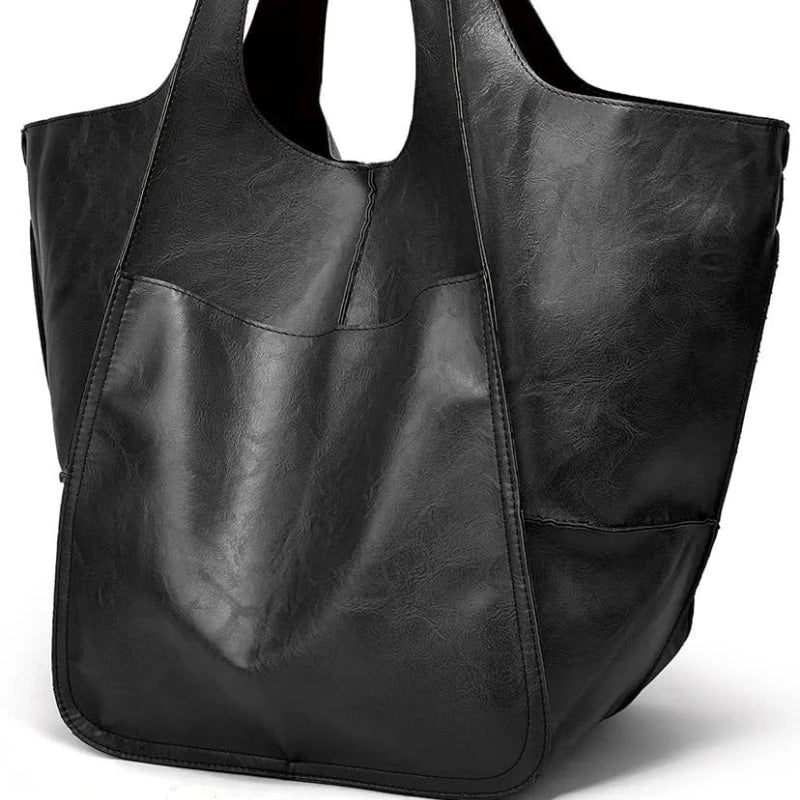 Retro Minimalist Embroidered Large Tote Shoulder Bag – Oversized Shopping Class Bag for Women