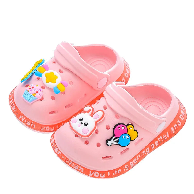 Kids' Fun Print Flat Sandals – Soft Sole Garden Clogs for Boys & Girls