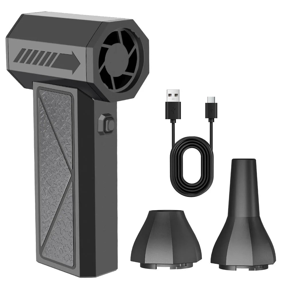 Turbo Jet Fan Blower & Air Duster — 130,000 RPM Brushless Motor, 4-Gear, 75W, Type-C Charging, 5 Nozzles