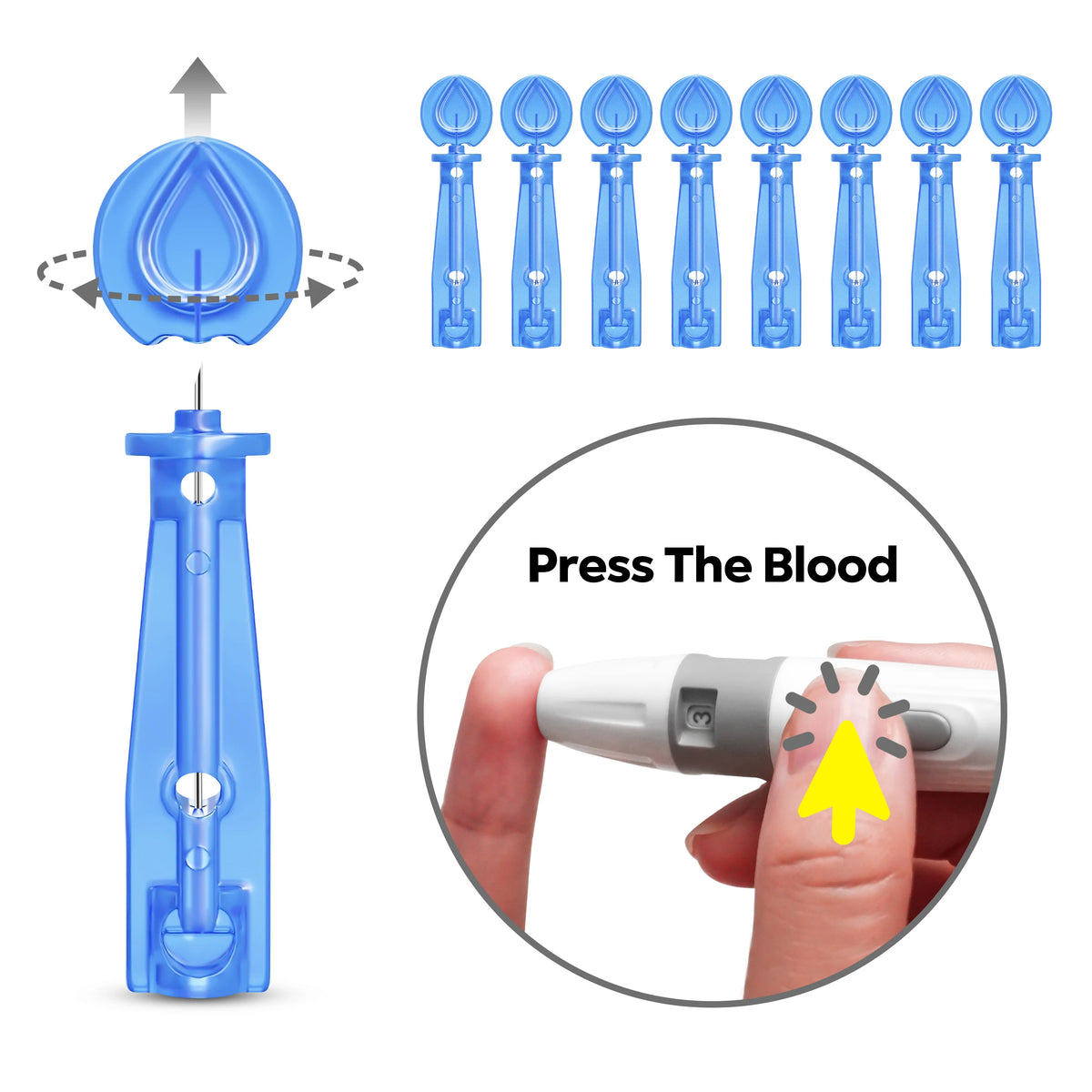 Adjustable Lancet Pen – Blood Sampling Lancing Device for Diabetics with 50 Lancets