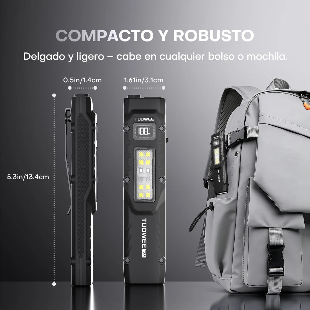 Rechargeable EDC Flashlight – 1600 Lumen, UV Detector, 9 Modes, Memory Mode, Lock, USB-C Fast Charge