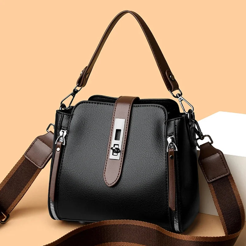 Luxury PU Leather Casual Tote Shoulder Bag – Designer Crossbody Handbag for Women