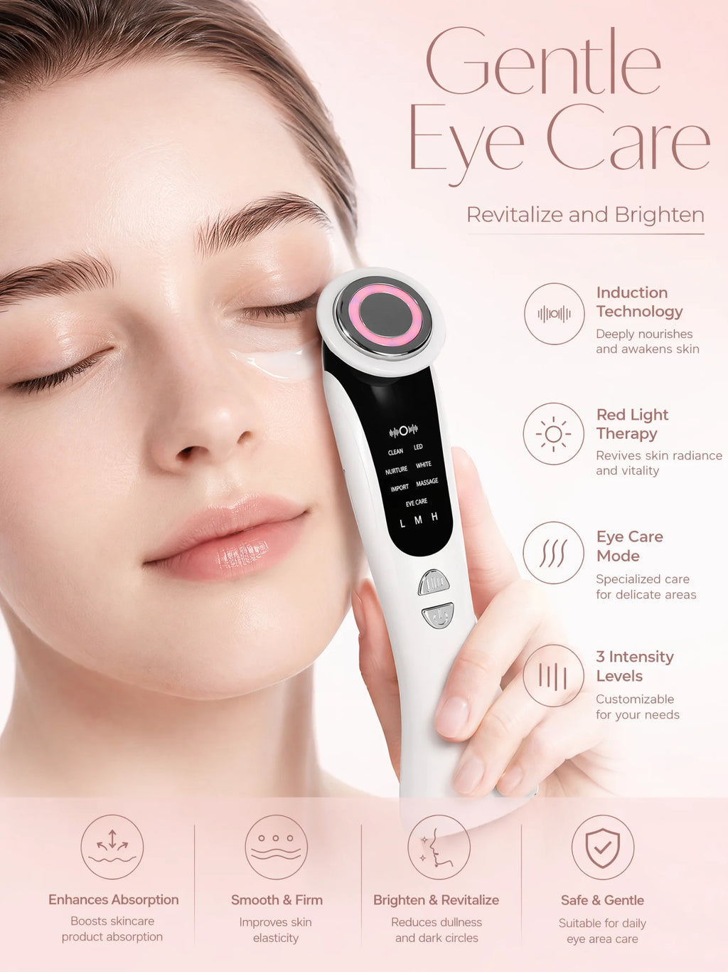 7-in-1 LED Facial Beauty Device – Cleansing, Serum Infusion, LED Light Therapy & Eye Care Massager