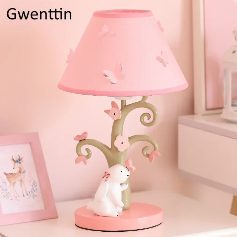 Rabbit Table Lamp – Resin Base and Fabric Shade