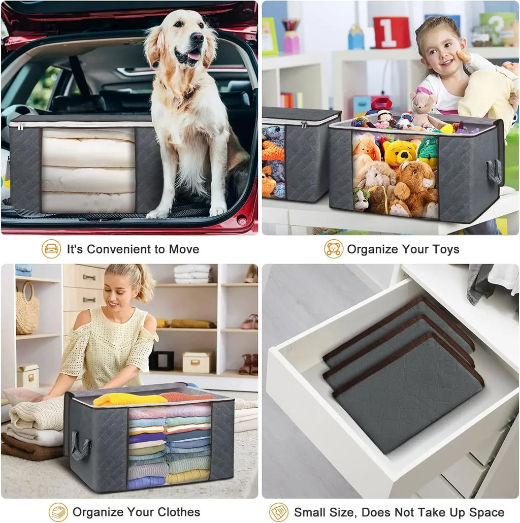 Foldable Clothes & Quilt Storage Bag – Large Capacity Dustproof Bedroom Closet Organizer