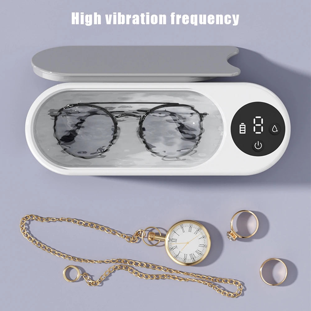 Portable Ultrasonic Jewelry & Glasses Cleaner — USB Rechargeable, 360° Deep Clean